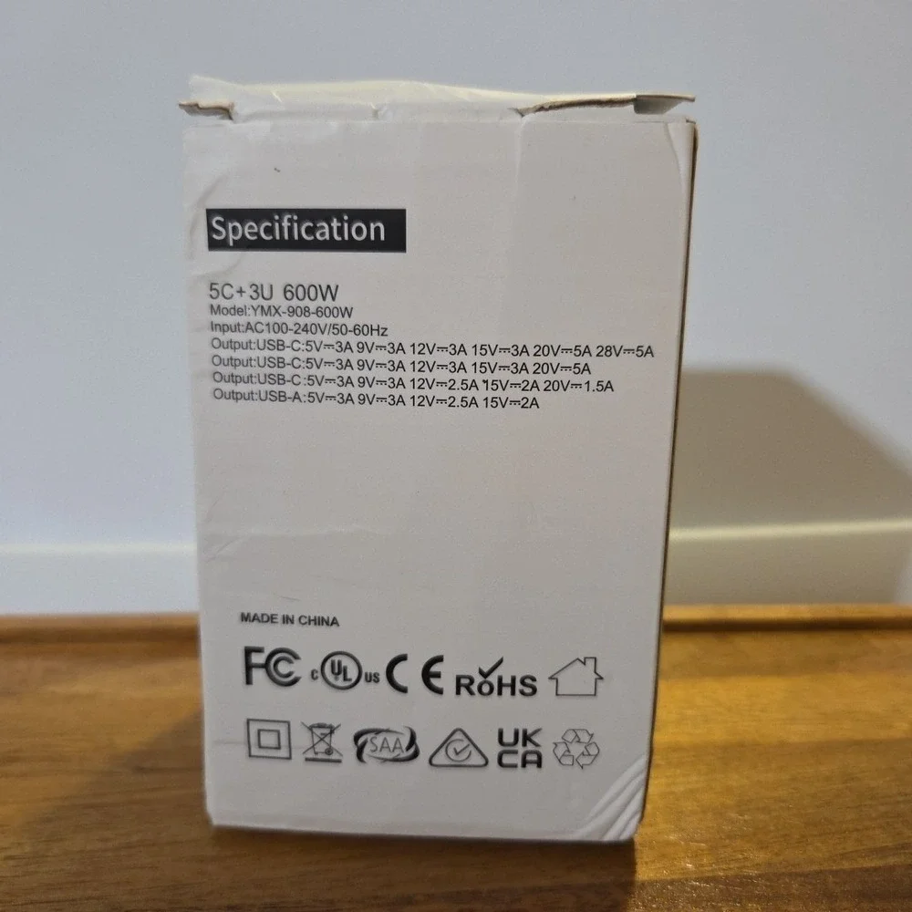 600W Desktop Fast USB C GaN Ⅲ Pro Charger Block,8 Port Charging Station‎